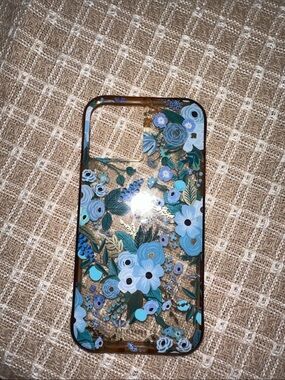 Blue Floral Clear Phone Case with Gold Accents - Stylish Protection